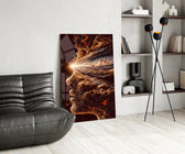 Stardust Profile Cosmic Light Burst Glass Wall Art