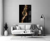Golden Rift Lightning Nebula Glass Wall Art