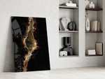 Golden Rift Lightning Nebula Glass Wall Art