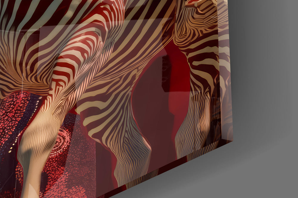 Striped Horse and Rider Dot Pattern Glass Wall Art