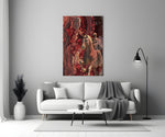 Striped Horse and Rider Dot Pattern Glass Wall Art