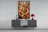 Cubist Town Crowd Terracotta Glass Wall Art