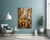 Cubist Old Town Street Ochre Glass Wall Art