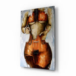 Cello Body Woman Surreal Glass Wall Art