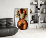 Cello Body Woman Surreal Glass Wall Art