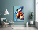 Dancer and Guitar Splash Painting Glass Wall Art