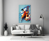 Dancer and Guitar Splash Painting Glass Wall Art