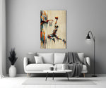 Basketball Dunk Dripping Palette Glass Wall Art
