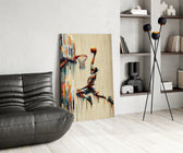 Basketball Dunk Dripping Palette Glass Wall Art