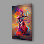 Two Dancers in Colour Storm Glass Wall Art