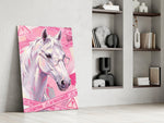 Pink Horse in Glasses Pop Art Glass Wall Art