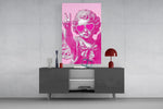 Cherub in Heart Sunglasses Pink Pop Art Glass Wall Art