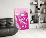 Cherub in Heart Sunglasses Pink Pop Art Glass Wall Art