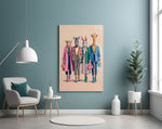 Animal Heads in Fashion Illustration Glass Wall Art