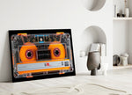 Orange Cassette Tape Macro Glass Wall Art