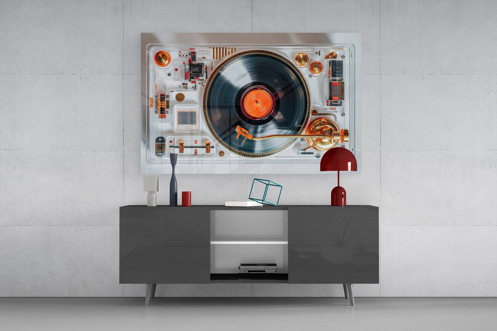 Transparent Turntable Record Player Glass Wall Art
