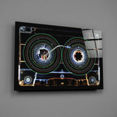 Cosmic Cassette Neon Rings Glass Wall Art