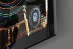 Cosmic Cassette Neon Rings Glass Wall Art