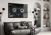 Cosmic Cassette Neon Rings Glass Wall Art