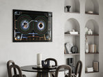 Cosmic Cassette Neon Rings Glass Wall Art
