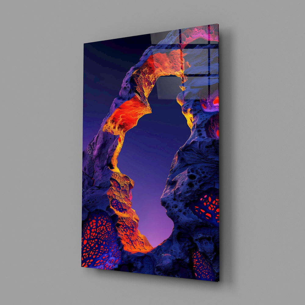 Glowing Lava Arch Surreal Landscape Glass Wall Art