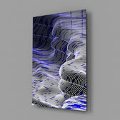 Indigo Line Waves Op Art Glass Wall Art