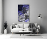 Indigo Line Waves Op Art Glass Wall Art