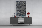 Silver Petal Layers Monochrome Glass Wall Art