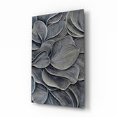 Silver Petal Layers Monochrome Glass Wall Art