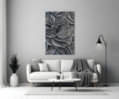 Silver Petal Layers Monochrome Glass Wall Art
