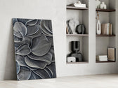 Silver Petal Layers Monochrome Glass Wall Art