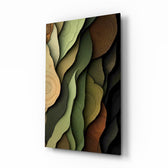 Wood Grain and Leaf Layers Organic Glass Wall Art