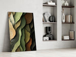 Wood Grain and Leaf Layers Organic Glass Wall Art