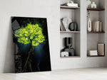 Glowing Golden Tree at Night Glass Wall Art