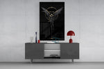 Fallen Angel with Golden Halo Dark Glass Wall Art