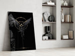 Fallen Angel with Golden Halo Dark Glass Wall Art