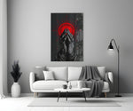 Praying Hands Red Mandala Glass Wall Art