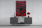 Black Spider Web on Red Gothic Glass Wall Art