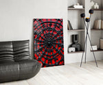 Black Spider Web on Red Gothic Glass Wall Art