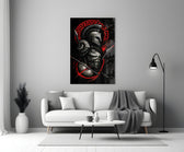 Spartan Warrior with Spears Red Greek Key Glass Wall Art