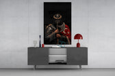 Turkic Warrior with Axe and Flag Glass Wall Art