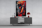 Roaring Tiger with Chained Sword Glass Wall Art