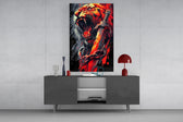 Roaring Tiger with Chained Sword Glass Wall Art