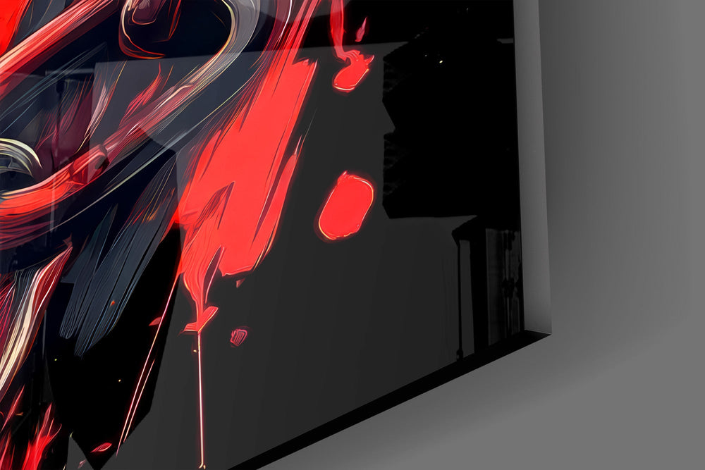 Roaring Tiger with Chained Sword Glass Wall Art