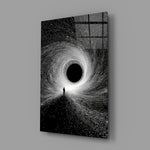 Lone Figure Before the Black Hole Glass Wall Art