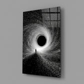 Lone Figure Before the Black Hole Glass Wall Art