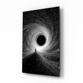 Lone Figure Before the Black Hole Glass Wall Art