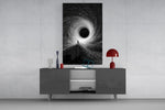 Lone Figure Before the Black Hole Glass Wall Art