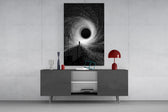 Lone Figure Before the Black Hole Glass Wall Art