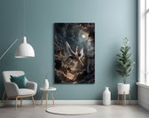 Icarus Falling Through Moonlit Clouds Glass Wall Art